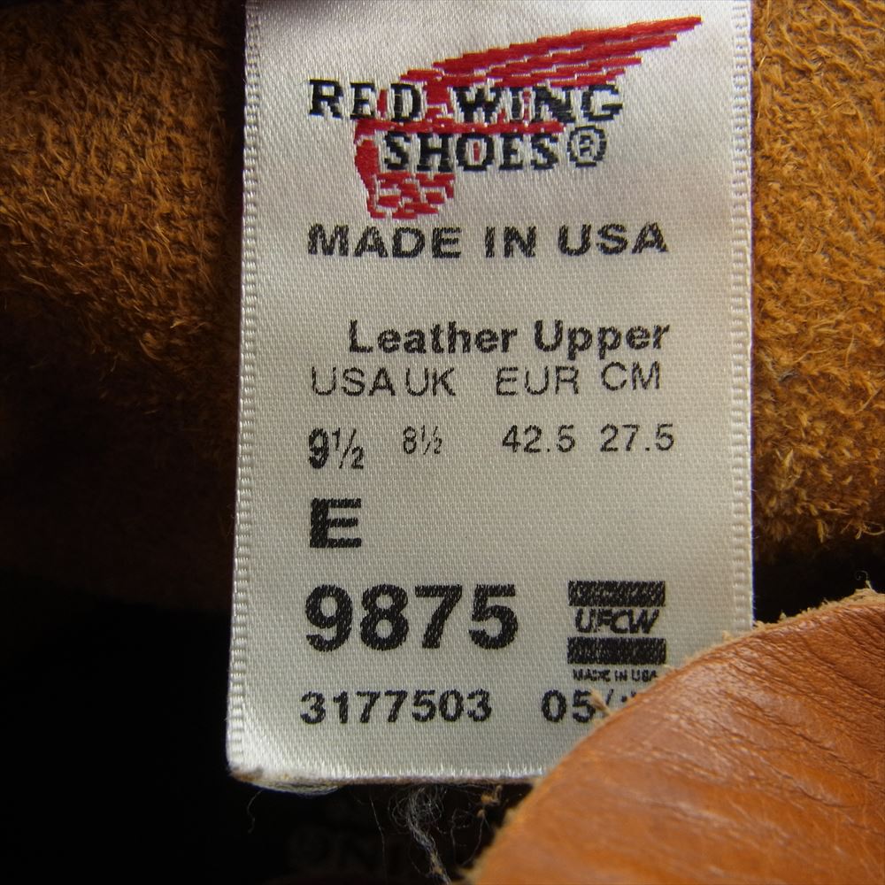 RED WING レッドウィング 9875 Irish Setter アイリッシュセッター 犬タグ モックトゥ ブーツ ライトブラウン系 9 1/2E【中古】