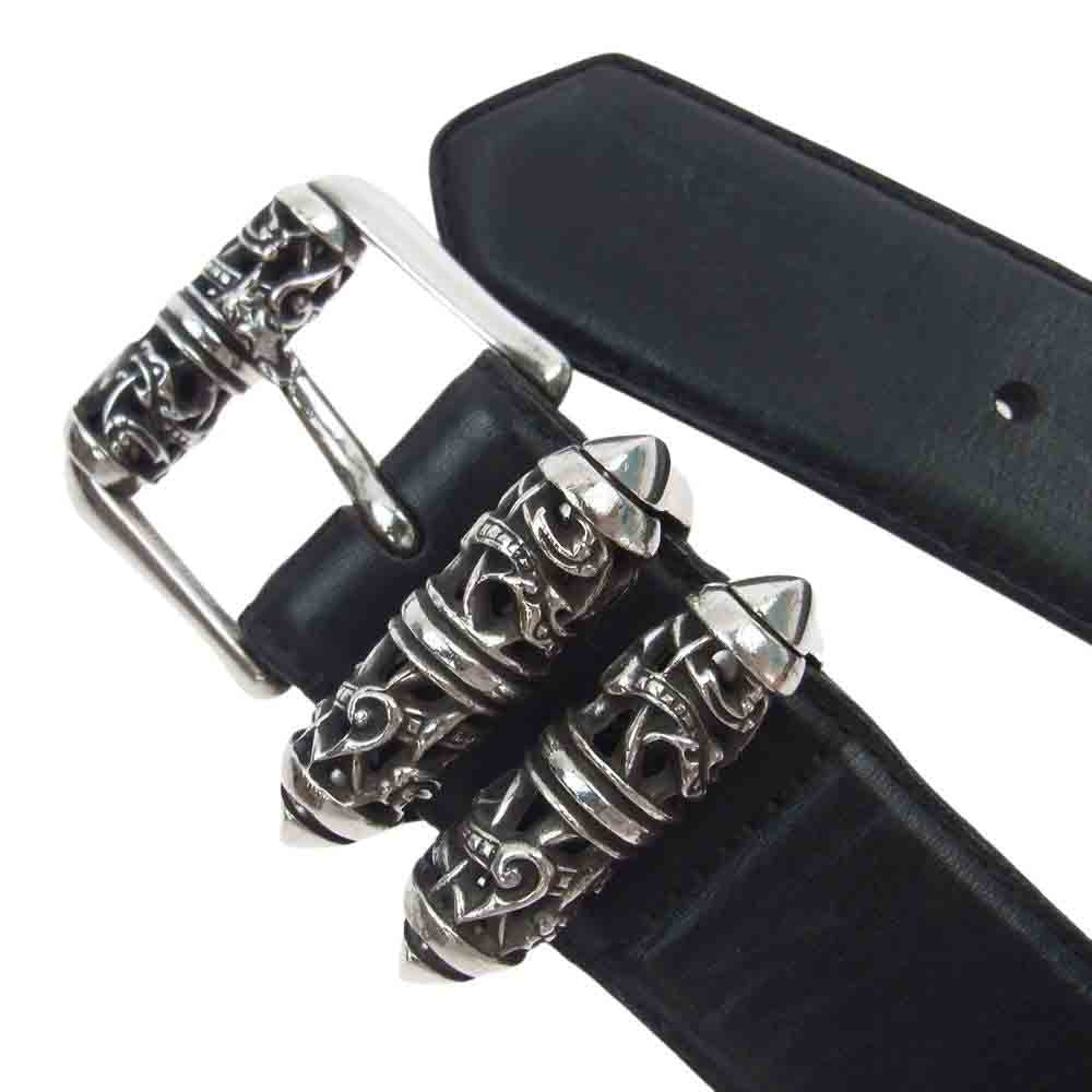 CHROME HEARTS クロムハーツ（原本無） CLT ROLLER 3PC ケルティックローラー & 1.5 STRAP レザーベルト ブラック系 シルバー系 36【中古】