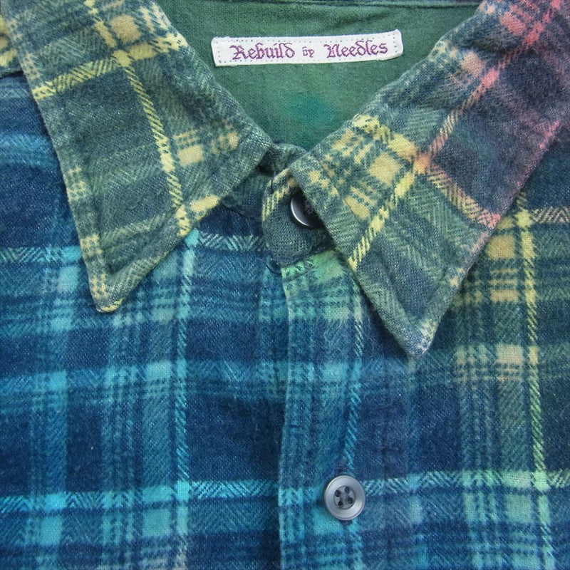 Needles ニードルス HM305 REBUILD BY NEEDLES Flannel Shirt-7 Cuts Wide Shirt リビルド バイ ニードルズ フランネル ワイド 長袖 シャツ マルチカラー系【中古】