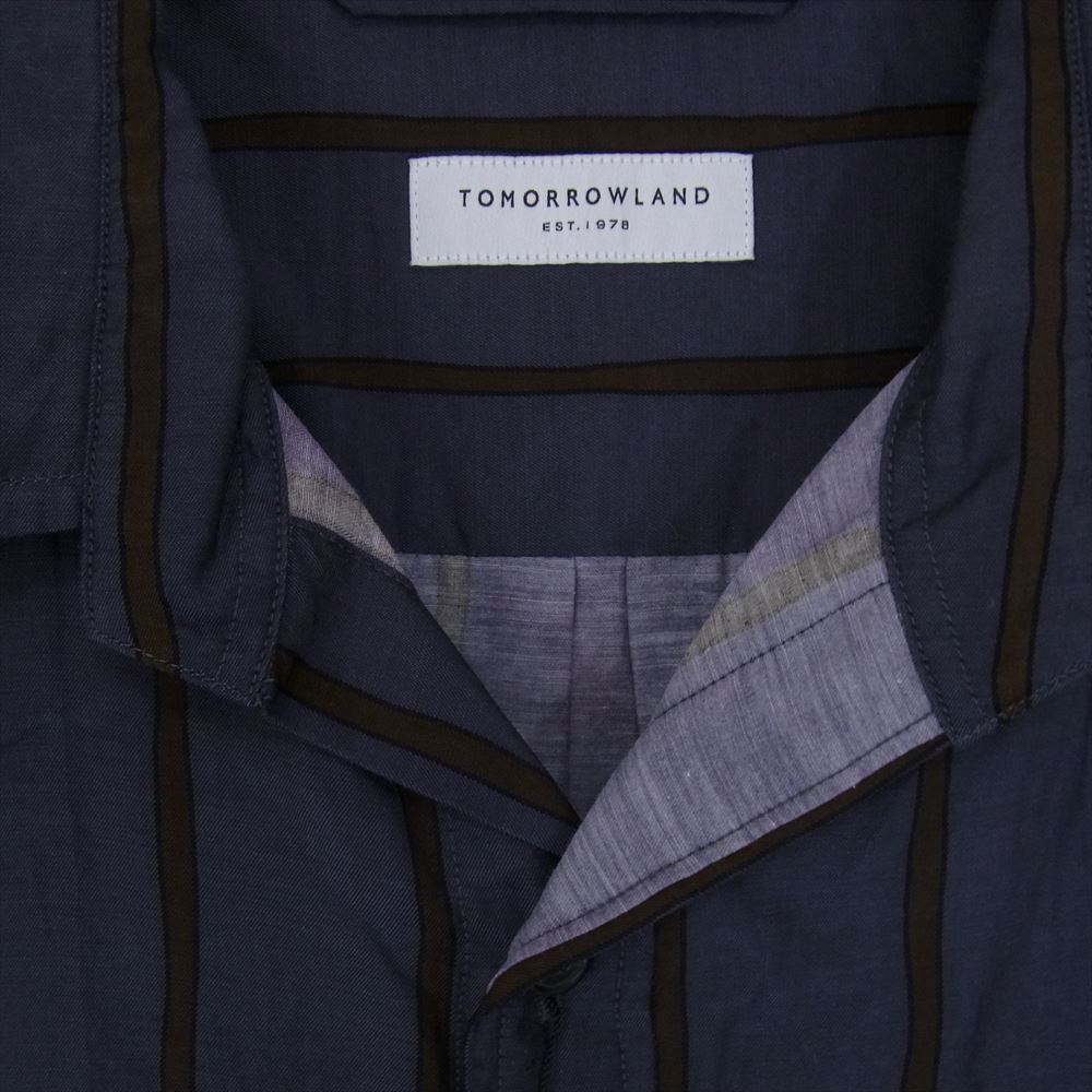 TOMORROWLAND トゥモローランド WS019CU コットン キュプラ ストライプ 長袖 シャツ ネイビー系 L【中古】