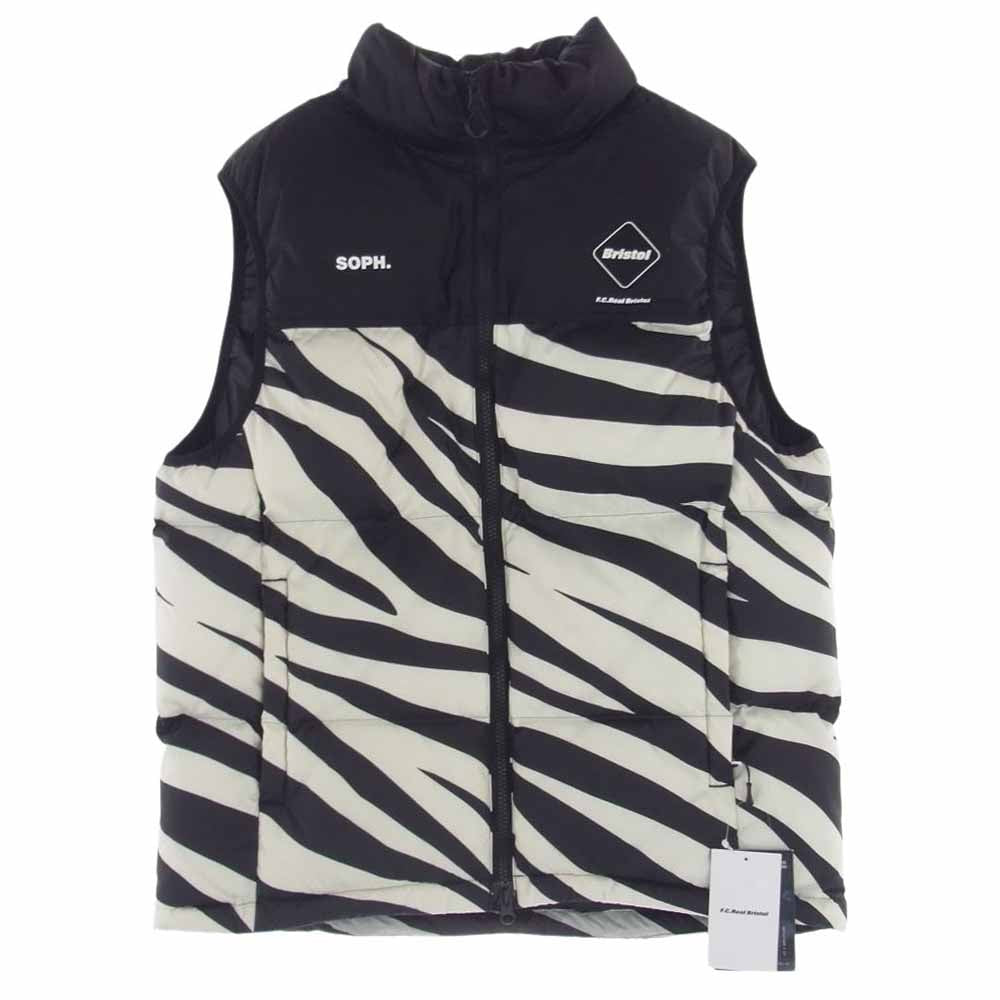 F.C.R.B. エフシーアールビー 23AW FCRB-232031 DOWN VEST 700FILL POWER 700FILL POWER 700フィル ゼブラ ダウン ベスト ブラック系 オフホワイト系 L【美品】【中古】