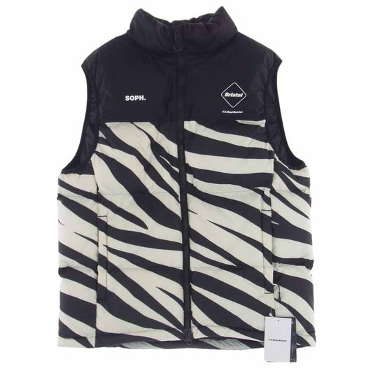 F.C.R.B. エフシーアールビー 23AW FCRB-232031 DOWN VEST 700FILL POWER 700FILL POWER 700フィル ゼブラ ダウン ベスト ブラック系 オフホワイト系 L【美品】【中古】