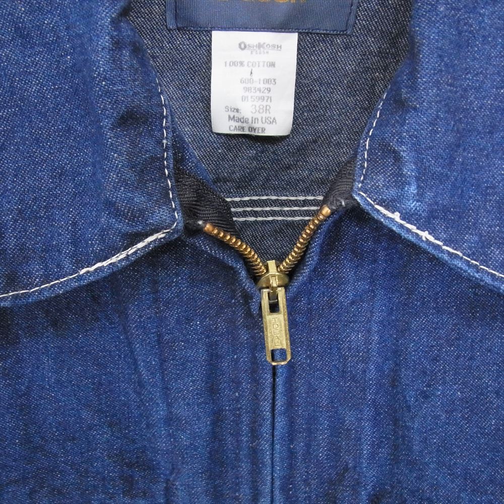 OSHKOSH オシュコシュ 600 1003 B’gosh ビゴッシュ USA製 70s デニム ジップ ジャケット インディゴブルー系 38R【中古】