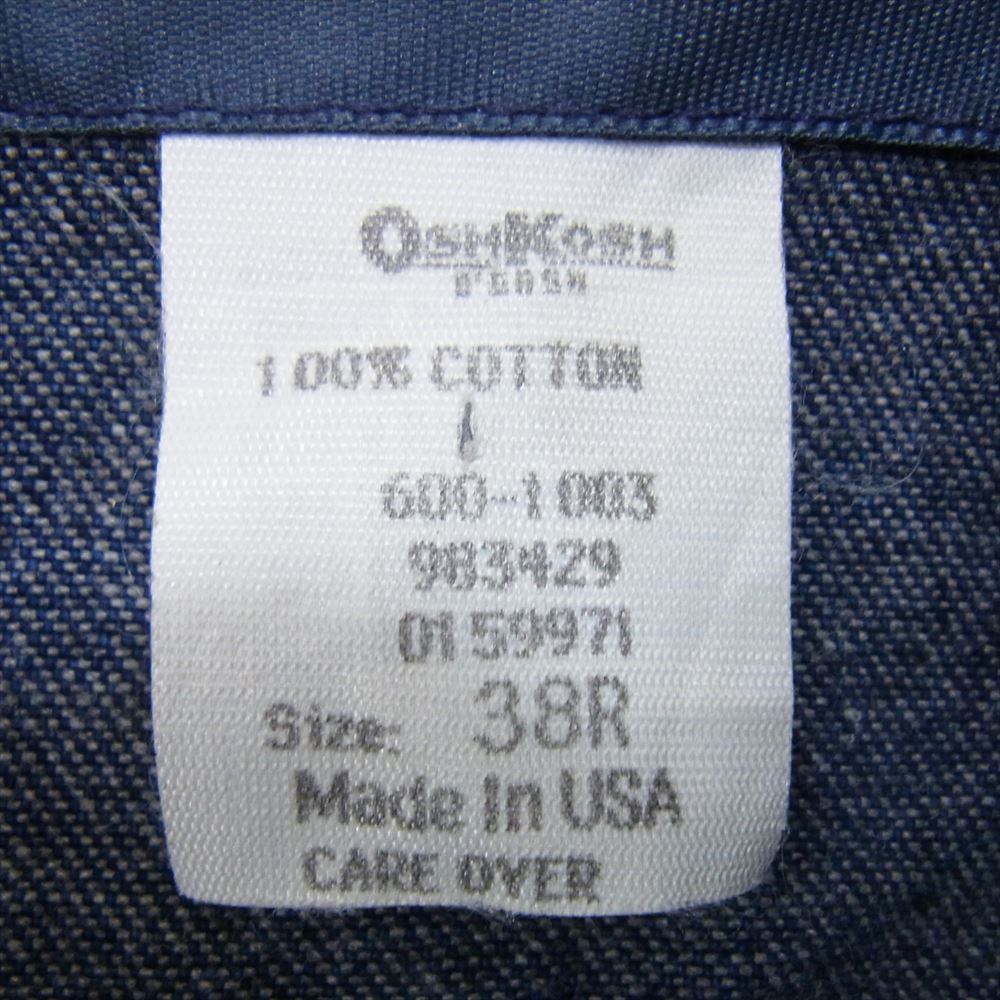OSHKOSH オシュコシュ 600 1003 B’gosh ビゴッシュ USA製 70s デニム ジップ ジャケット インディゴブルー系 38R【中古】