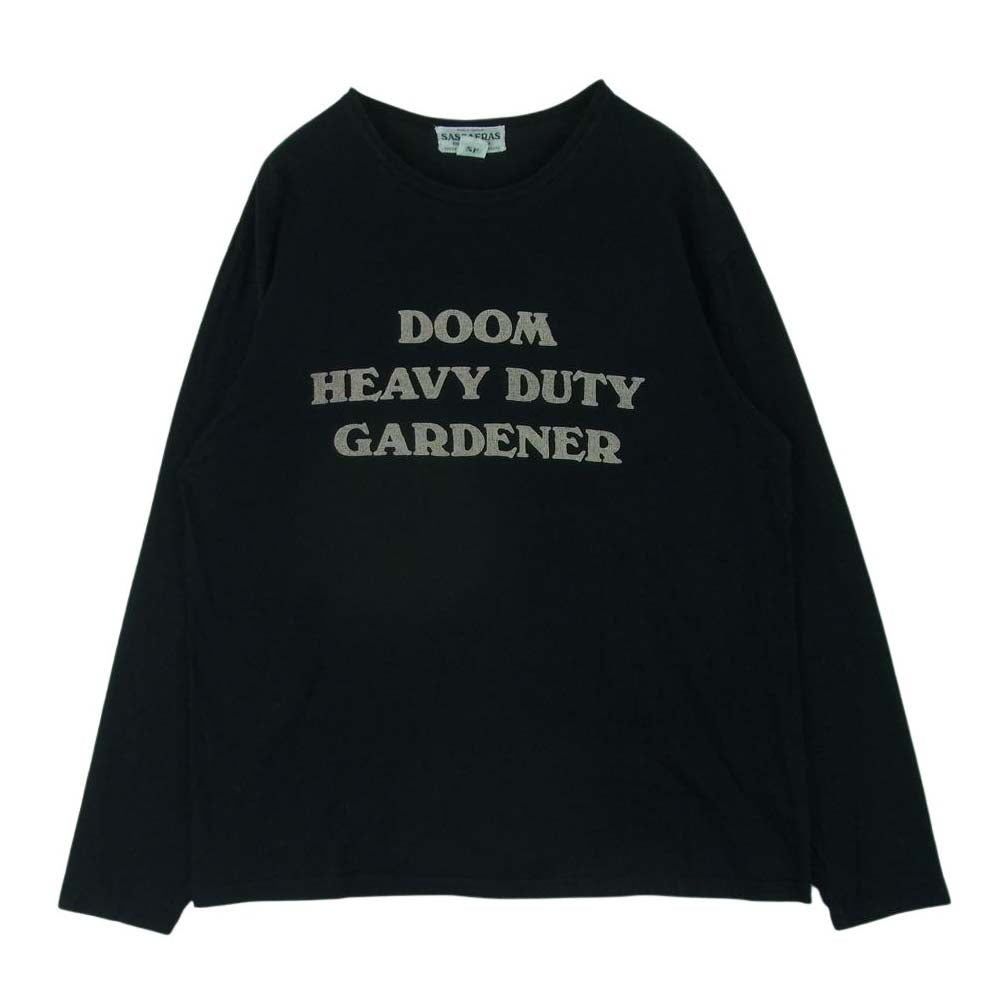 SASAFRAS ササフラス プリント ロングスリーブ 長袖 Tシャツ コットン 日本製 ブラック系 L【中古】