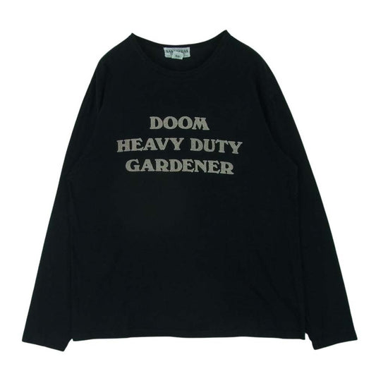 SASAFRAS ササフラス プリント ロングスリーブ 長袖 Tシャツ コットン 日本製 ブラック系 L【中古】