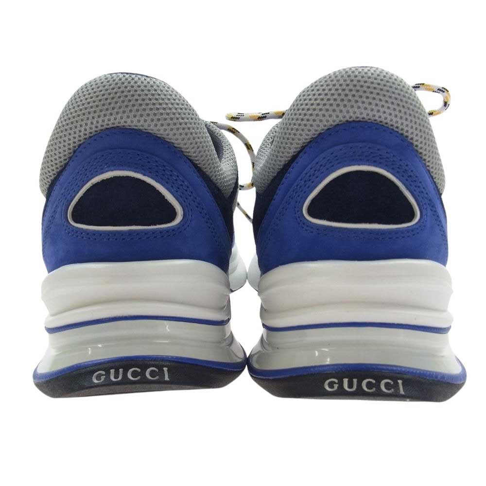 GUCCI グッチ Run レースアップ スニーカー ブルー系 7.5【極上美品】【中古】