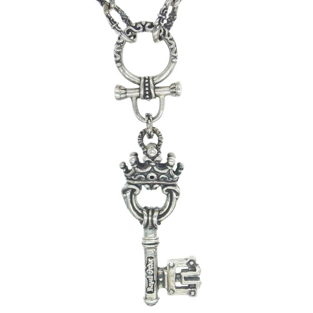 ROYAL ORDER ロイヤルオーダー LARGE KEY WITH CROWN ストーンカスタム Key ペンダント ネックレス 50センチ シルバー系【中古】