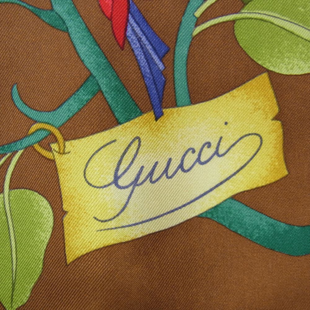 GUCCI グッチ 大判 フラワー プリント ストール ブラック系【美品】【中古】