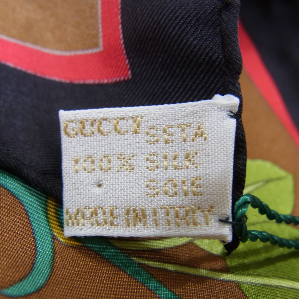 GUCCI グッチ 大判 フラワー プリント ストール ブラック系【美品】【中古】