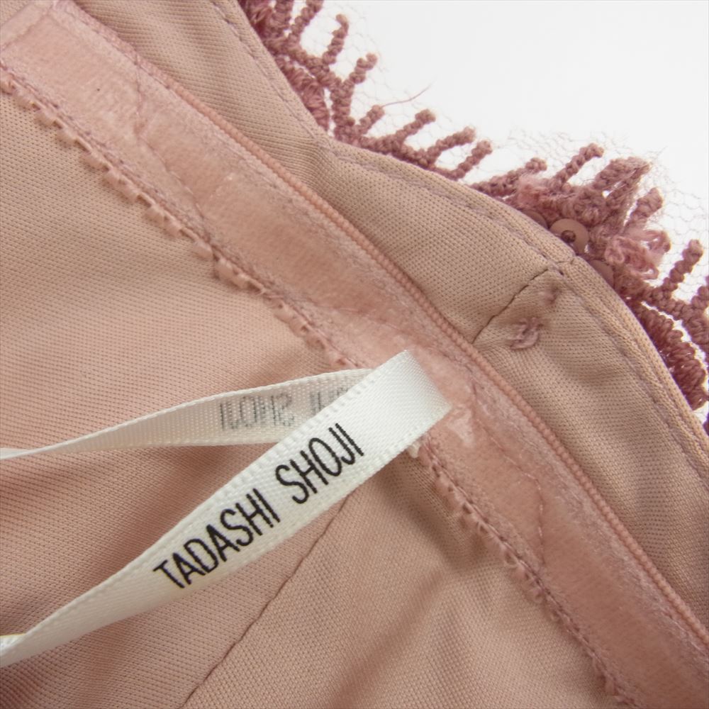 タダシショージ AIW1191LZ 総レース スパンコール バックジップ メッシュ ワンピース ピンク ピンク系 2(XS/9号)【中古】