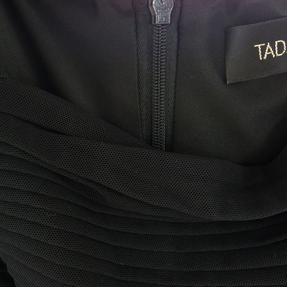タダシショージ 738814L ノースリーブ プリーツ メッシュ ロング ワンピース ブラック ブラック系【中古】