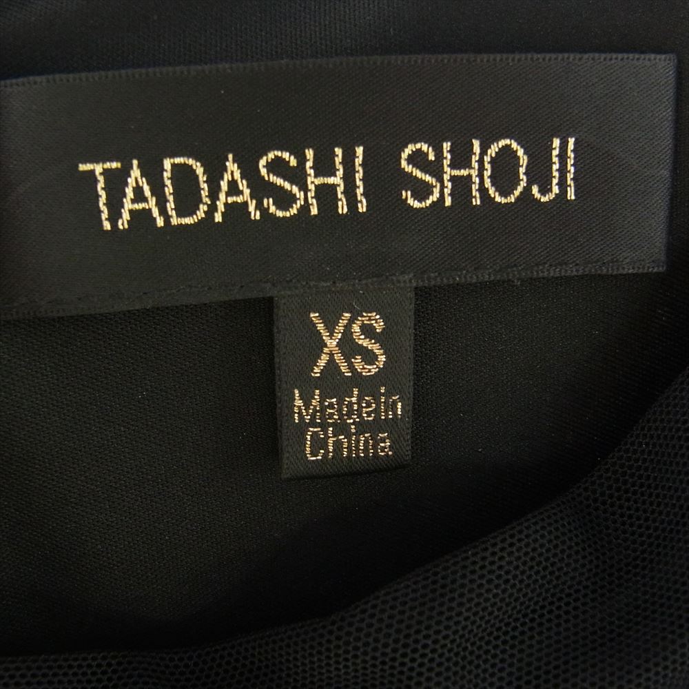 タダシショージ 738814L ノースリーブ プリーツ メッシュ ロング ワンピース ブラック ブラック系【中古】