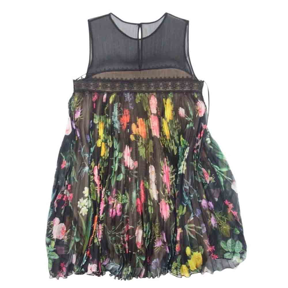 タダシショージ AVY17013J Janvier Floral Top フローラル プリーツ加工 フラワー シフトカクテル ノースリーブ ワンピース ブラック系 2【中古】