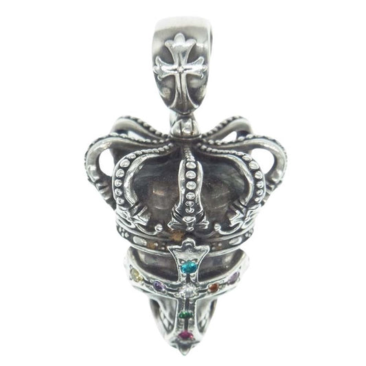 Justin Davis ジャスティンデイビス 内山英雄 ウチヤマヒデオ JXU スカル マルチラインストーン クロス クラウン ペンダントトップ シルバー系【中古】