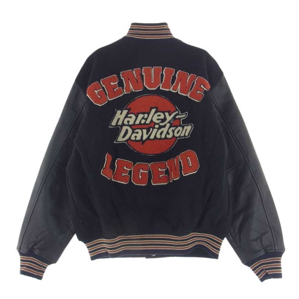 HARLEY DAVIDSON ハーレーダビッドソン 40225 GENUINE LEGEND 袖レザー スタジャン ブラック系 M【中古】
