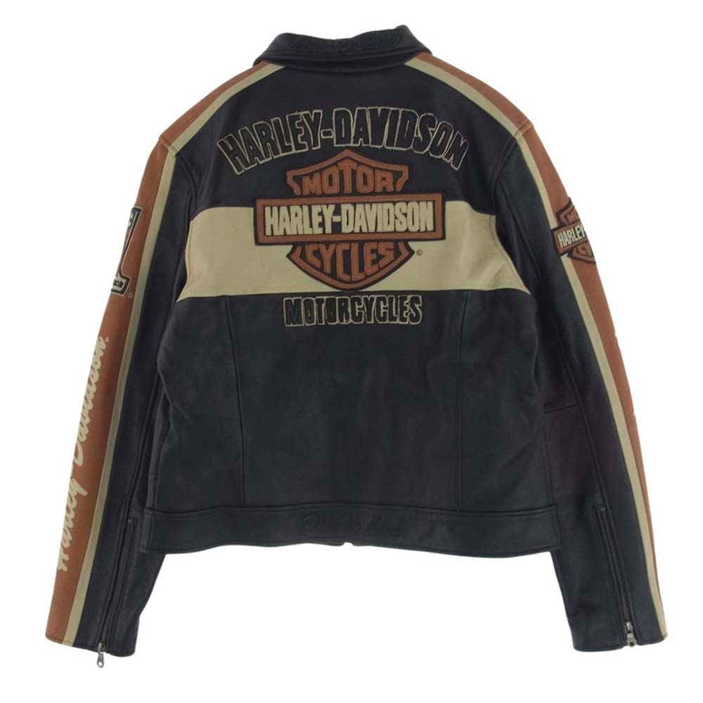 HARLEY DAVIDSON ハーレーダビッドソン 97012-06VW ロゴ ワッペン レザー シングル ライダース ジャケット ダークブラウン系 L【中古】
