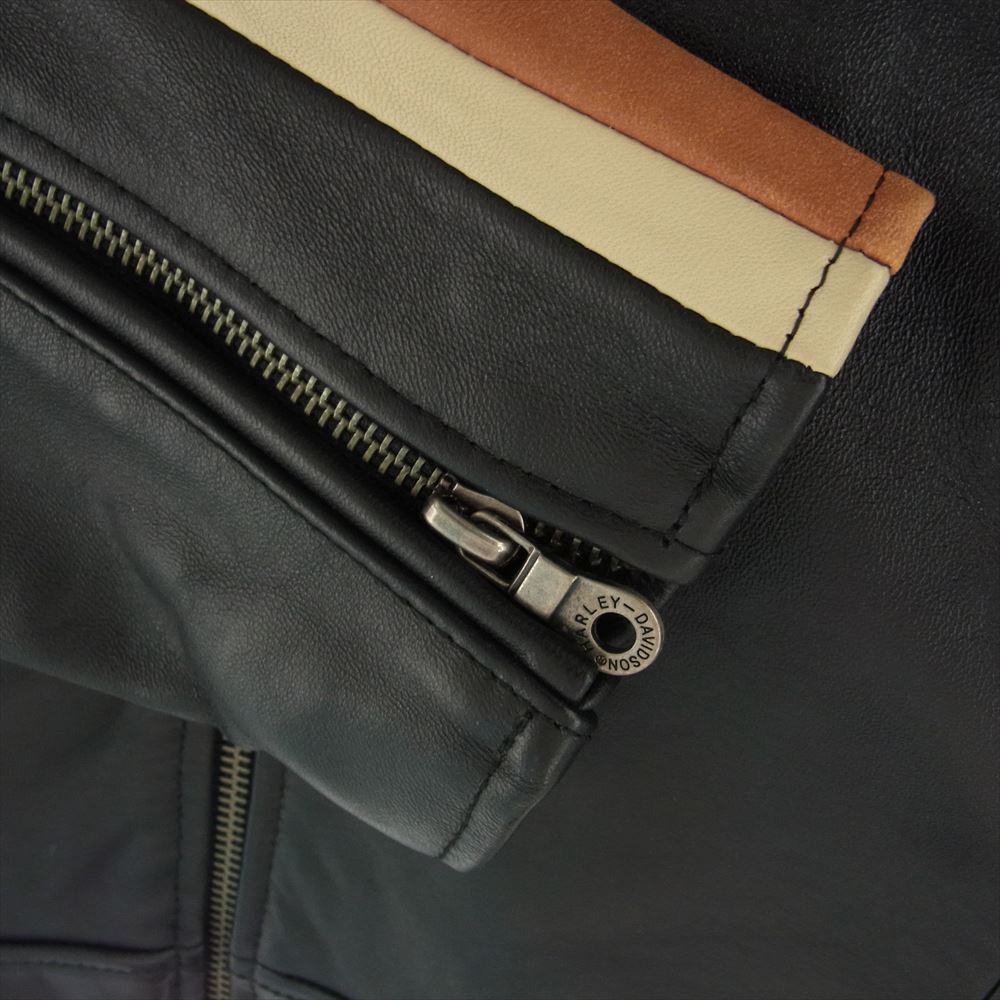HARLEY DAVIDSON ハーレーダビッドソン 97012-06VW ロゴ ワッペン レザー シングル ライダース ジャケット ダークブラウン系 L【中古】