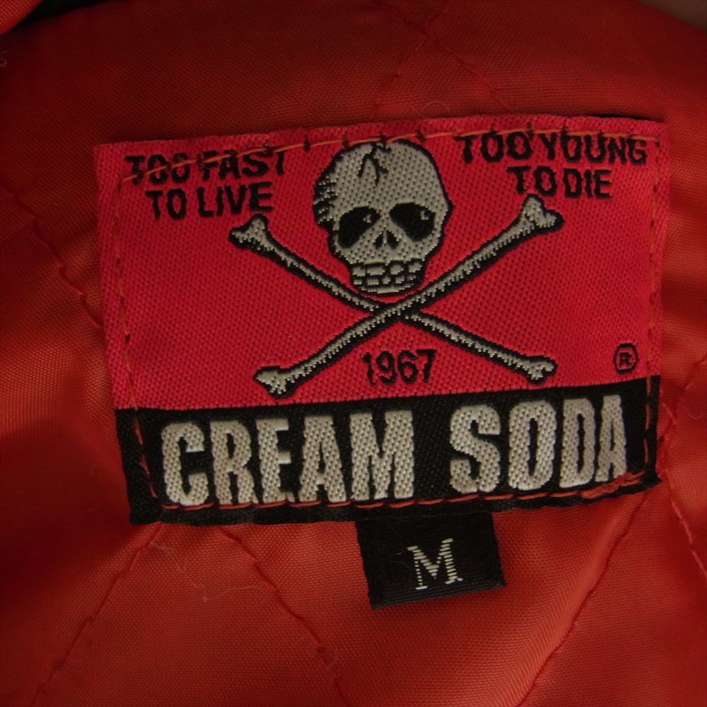 CREAM SODA クリームソーダ ダイヤ柄 レザー シングル ライダース ジャケット ブラック系 M【中古】