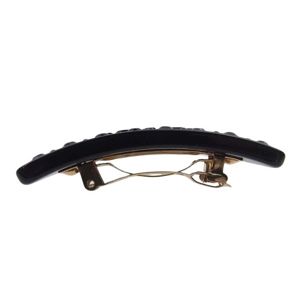 PRADA プラダ FERMAGLI IN PLEX CHAIN JEWELS 三角ロゴプレート トライアングル ラインストーン ヘアピン ヘアクリップ NERO ネロ ブラック系【中古】