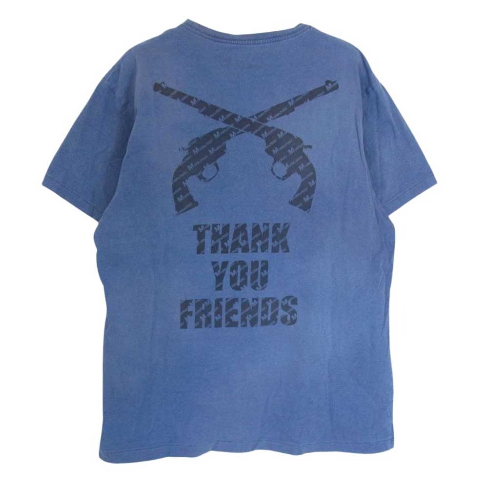 ROAR ロアー M thank you friends 2丁拳銃 クロス ガン 半袖 Tシャツ ブルー系 L【中古】