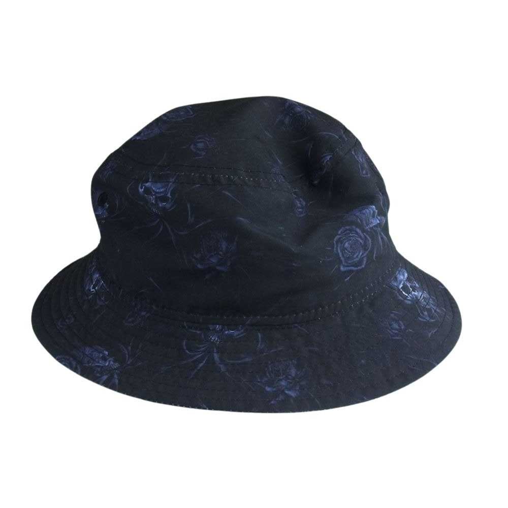 Yohji Yamamoto ヨウジヤマモト 21SS HD-H55-979 pour homme × NEW ERA BUCKET01 YY SR PRINT ニューエラ ハット スカル ローズ シグネチャーロゴ ハット ブラック系 M/L【美品】【中古】