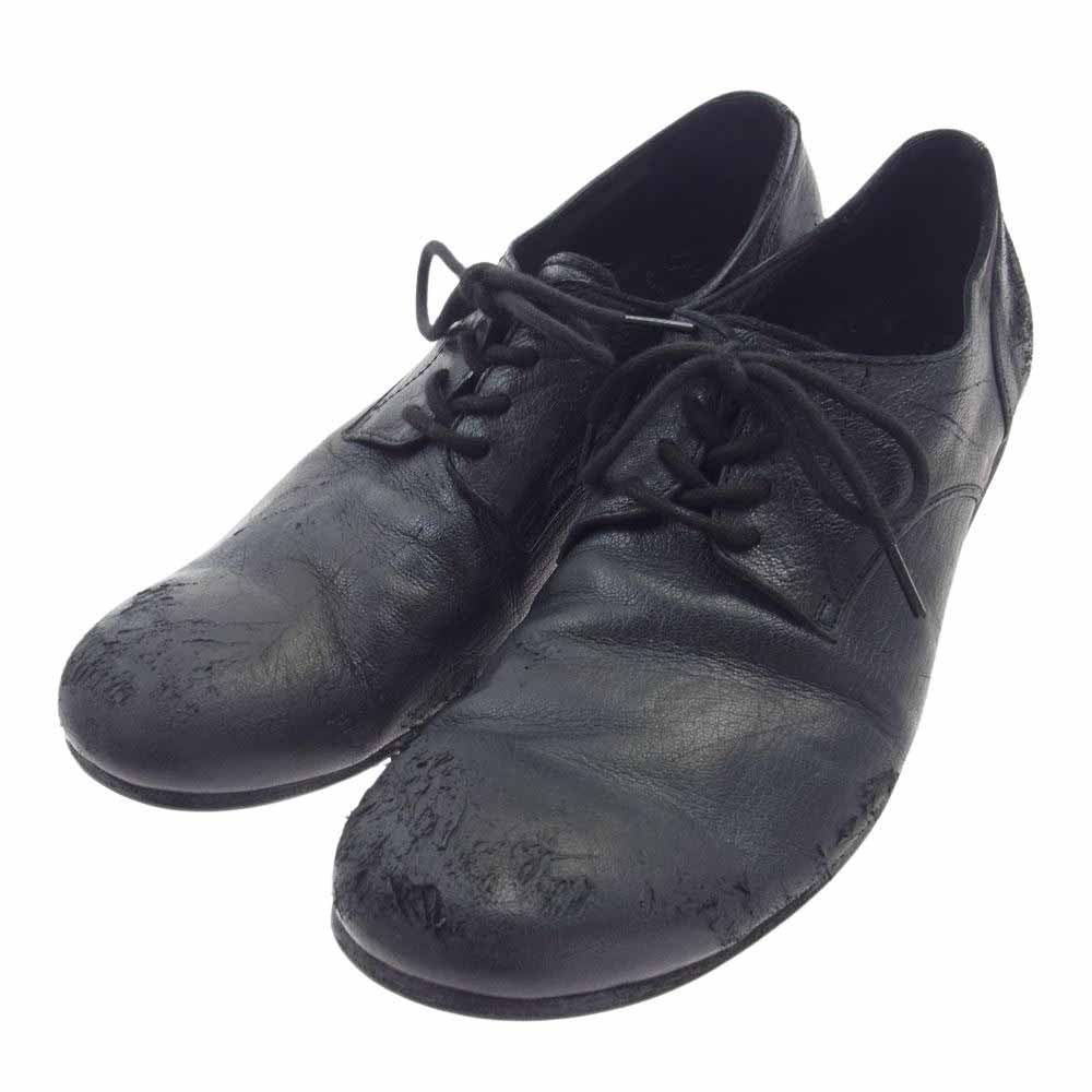 Yohji Yamamoto ヨウジヤマモト 22AW HE-E02-760 ダメージド ゴート プロダクト ダイ プレーン トゥ レザー シューズ ブラック系 26【中古】