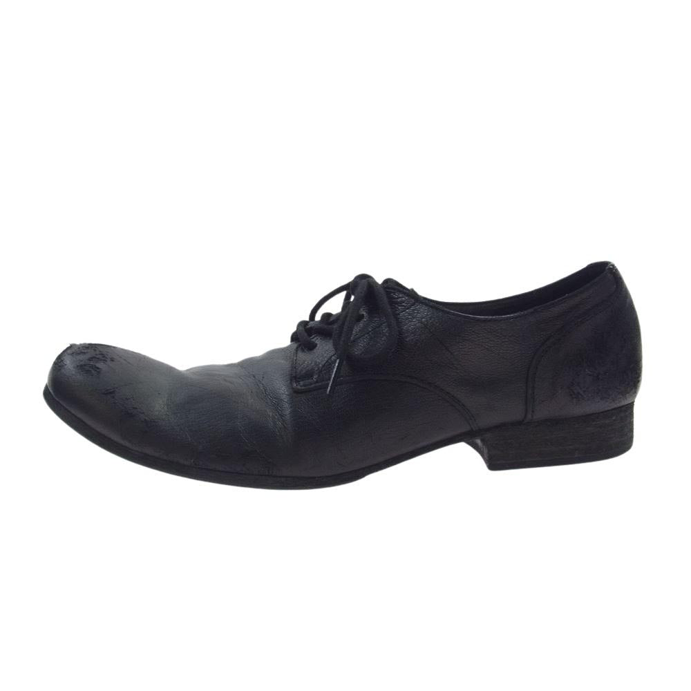 Yohji Yamamoto ヨウジヤマモト 22AW HE-E02-760 ダメージド ゴート プロダクト ダイ プレーン トゥ レザー シューズ ブラック系 26【中古】