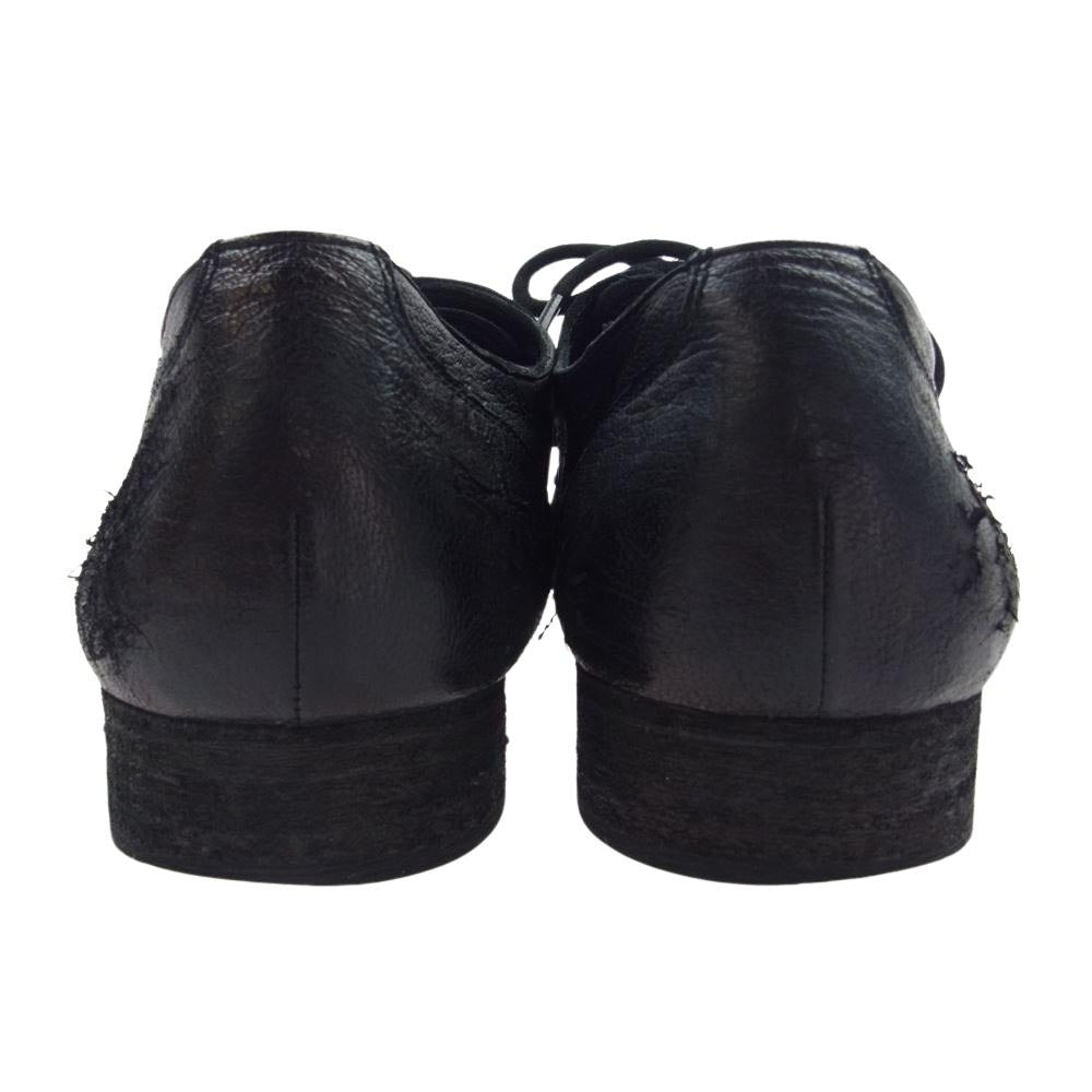 Yohji Yamamoto ヨウジヤマモト 22AW HE-E02-760 ダメージド ゴート プロダクト ダイ プレーン トゥ レザー シューズ ブラック系 26【中古】