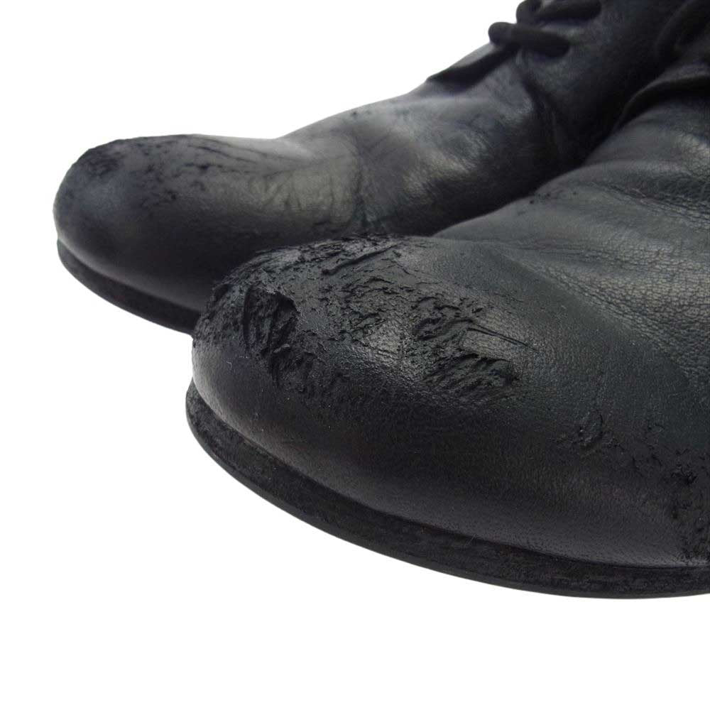 Yohji Yamamoto ヨウジヤマモト 22AW HE-E02-760 ダメージド ゴート プロダクト ダイ プレーン トゥ レザー シューズ ブラック系 26【中古】