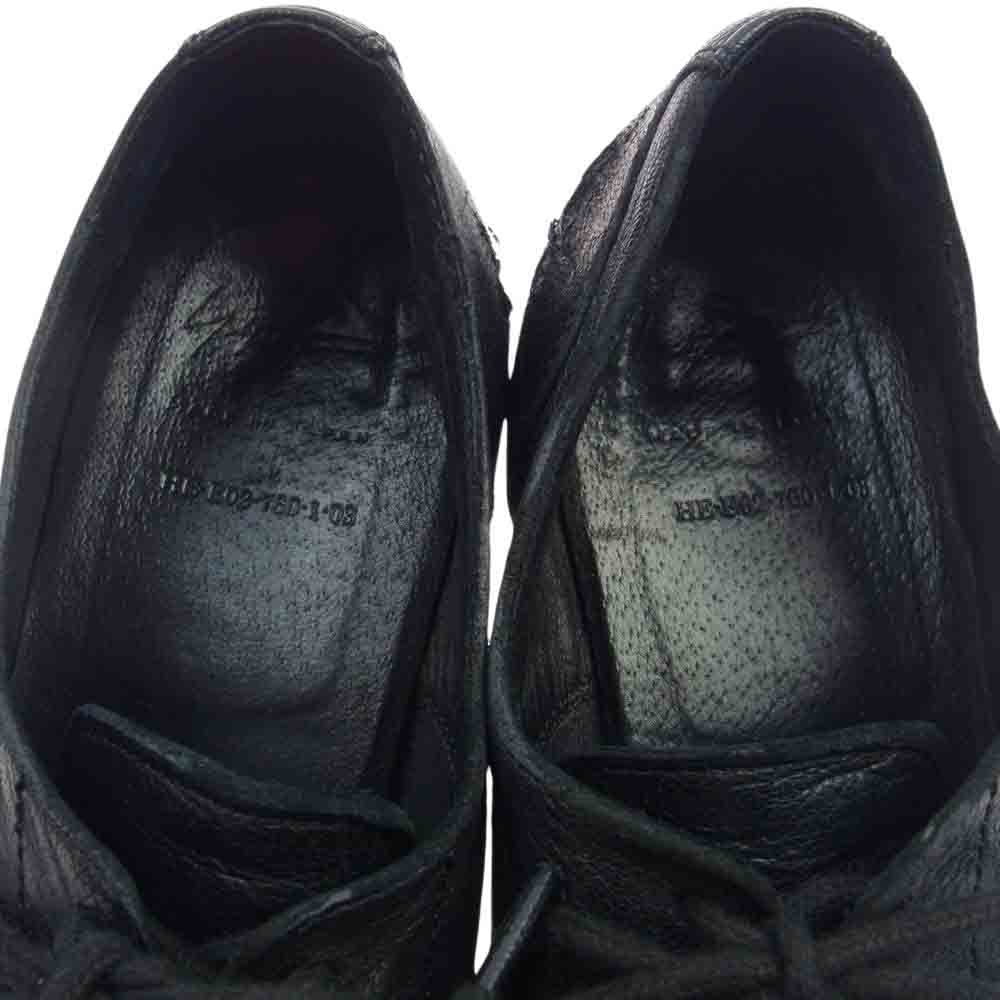 Yohji Yamamoto ヨウジヤマモト 22AW HE-E02-760 ダメージド ゴート プロダクト ダイ プレーン トゥ レザー シューズ ブラック系 26【中古】