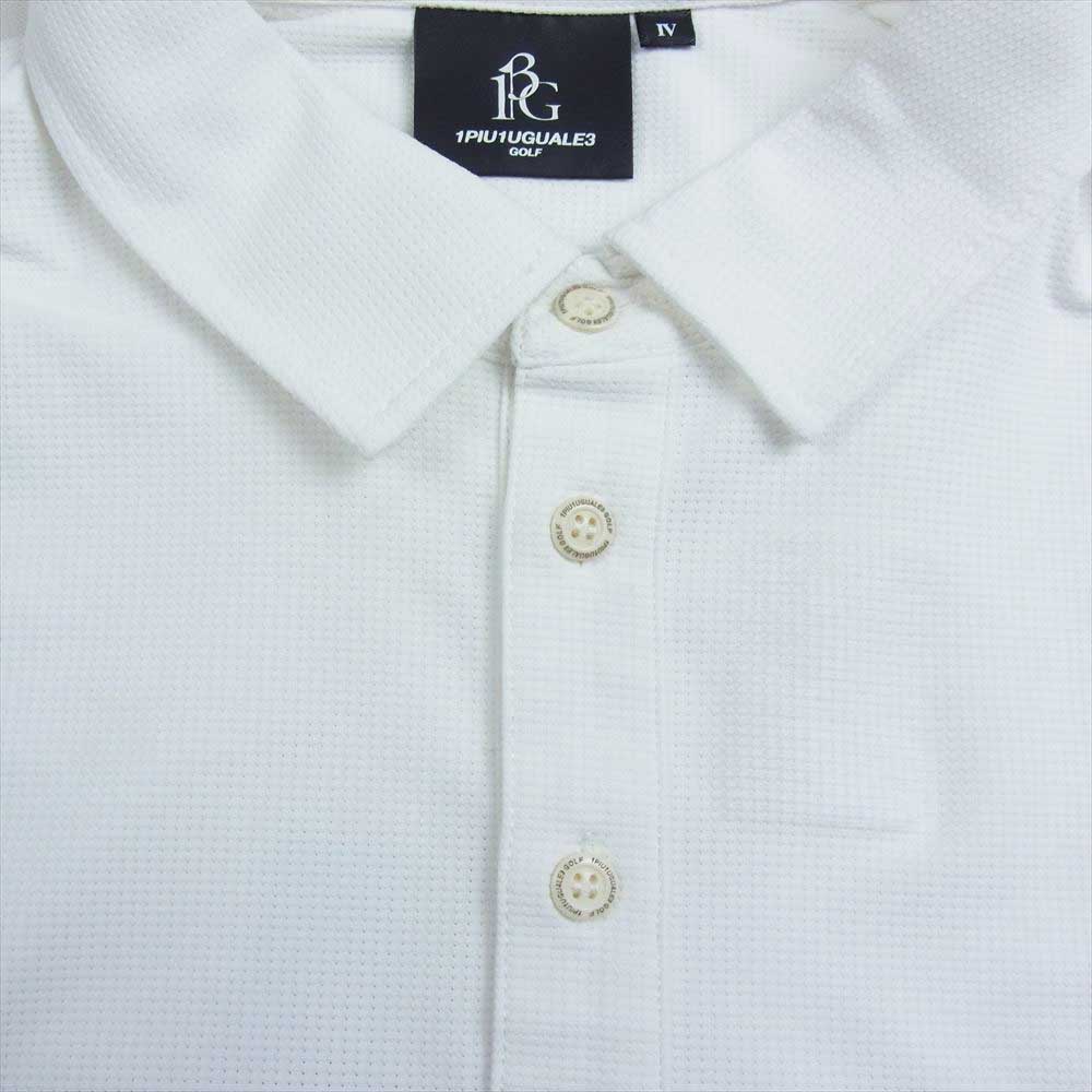 1piu1uguale3 ウノピュウノウグァーレトレ GRT042 POE201 GOLF ゴルフ S/S POLO 折り鶴 ロゴワッペン 袖ロゴ刺繍 半袖 ポロシャツ ホワイト系 4【中古】