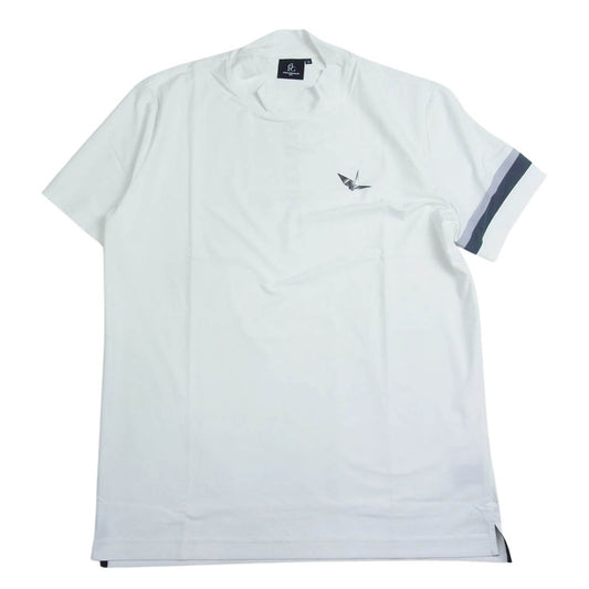 1piu1uguale3 ウノピュウノウグァーレトレ GRT091 POE332 GOLF ゴルフ ARM LINE S/S MOCK 折り鶴 アームライン モックネック 半袖 Tシャツ ホワイト系 6【中古】