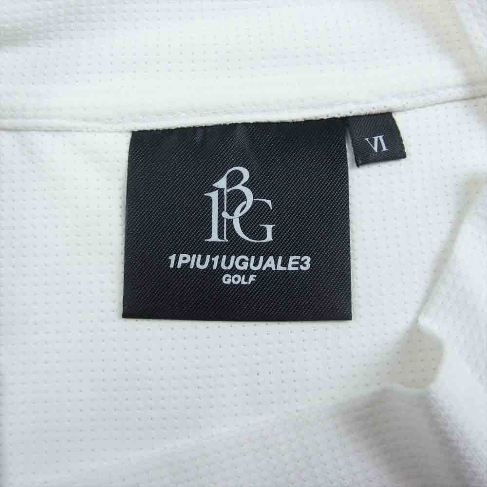 1piu1uguale3 ウノピュウノウグァーレトレ GRT091 POE332 GOLF ゴルフ ARM LINE S/S MOCK 折り鶴 アームライン モックネック 半袖 Tシャツ ホワイト系 6【中古】
