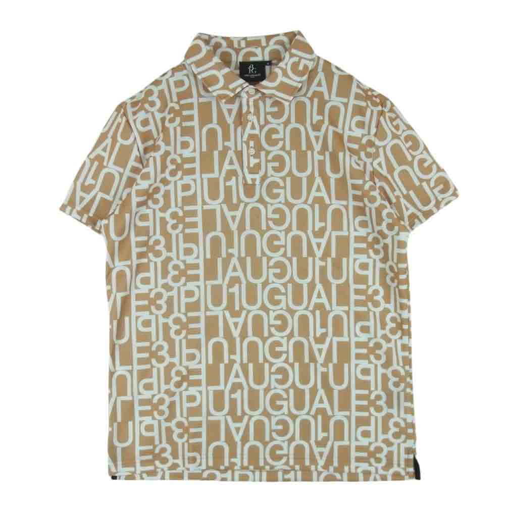 1piu1uguale3 ウノピュウノウグァーレトレ GRT080 POE321 GOLF ゴルフ BIG LOGO S/S POLO ビッグロゴ 半袖 ポロシャツ ライトブラウン系 ゴールド系 4 Ⅳ【中古】