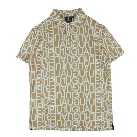 1piu1uguale3 ウノピュウノウグァーレトレ GRT080 POE321 GOLF ゴルフ BIG LOGO S/S POLO ビッグロゴ 半袖 ポロシャツ ライトブラウン系 ゴールド系 4 Ⅳ【中古】