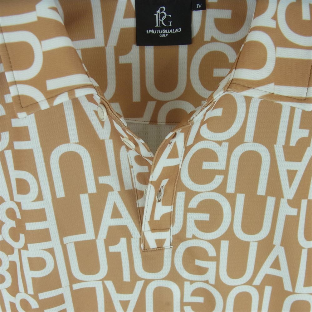 1piu1uguale3 ウノピュウノウグァーレトレ GRT080 POE321 GOLF ゴルフ BIG LOGO S/S POLO ビッグロゴ 半袖 ポロシャツ ライトブラウン系 ゴールド系 4 Ⅳ【中古】