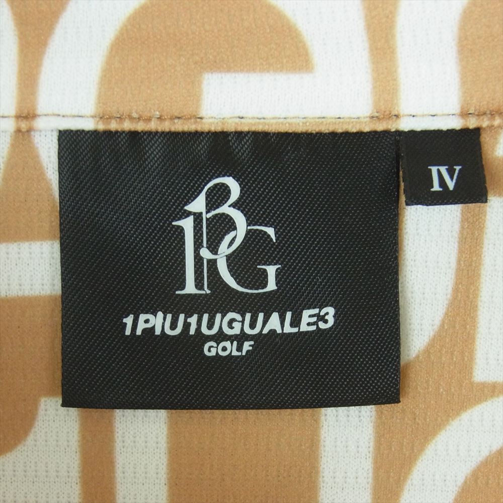 1piu1uguale3 ウノピュウノウグァーレトレ GRT080 POE321 GOLF ゴルフ BIG LOGO S/S POLO ビッグロゴ 半袖 ポロシャツ ライトブラウン系 ゴールド系 4 Ⅳ【中古】