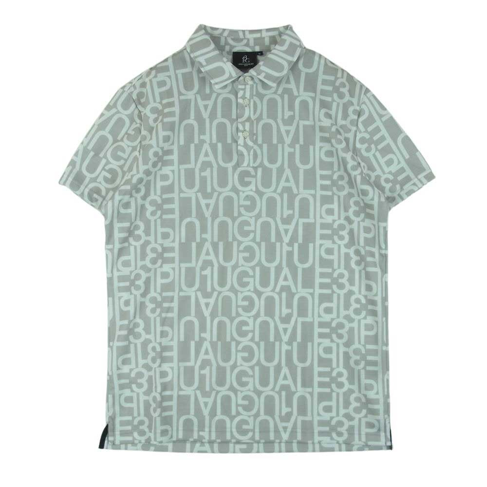 1piu1uguale3 ウノピュウノウグァーレトレ GRT080 POE321 GOLF ゴルフ BIG LOGO S/S POLO ビッグロゴ 半袖 ポロシャツ グレー系 シルバー系 4 Ⅳ【中古】