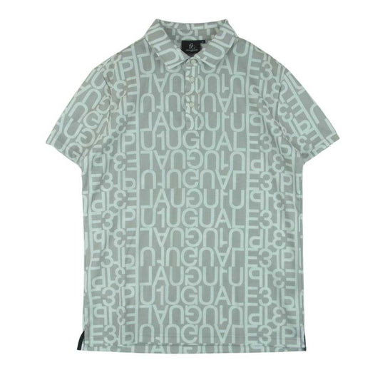 1piu1uguale3 ウノピュウノウグァーレトレ GRT080 POE321 GOLF ゴルフ BIG LOGO S/S POLO ビッグロゴ 半袖 ポロシャツ グレー系 シルバー系 4 Ⅳ【中古】