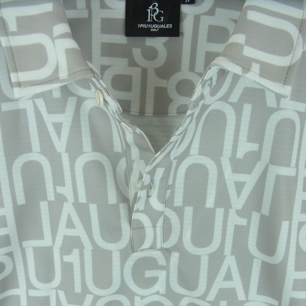 1piu1uguale3 ウノピュウノウグァーレトレ GRT080 POE321 GOLF ゴルフ BIG LOGO S/S POLO ビッグロゴ 半袖 ポロシャツ グレー系 シルバー系 4 Ⅳ【中古】