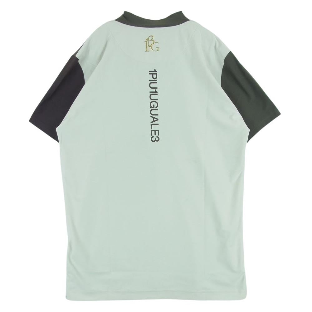 1piu1uguale3 ウノピュウノウグァーレトレ GRT087 POE328 GOLF ゴルフ MOCK NECK CRAZY 折り鶴ワッペン モックネック クレイジーパターン 半袖 カットソー Tシャツ マルチカラー系 オフホワイト系 グレイッシュカーキ系 5【中古】