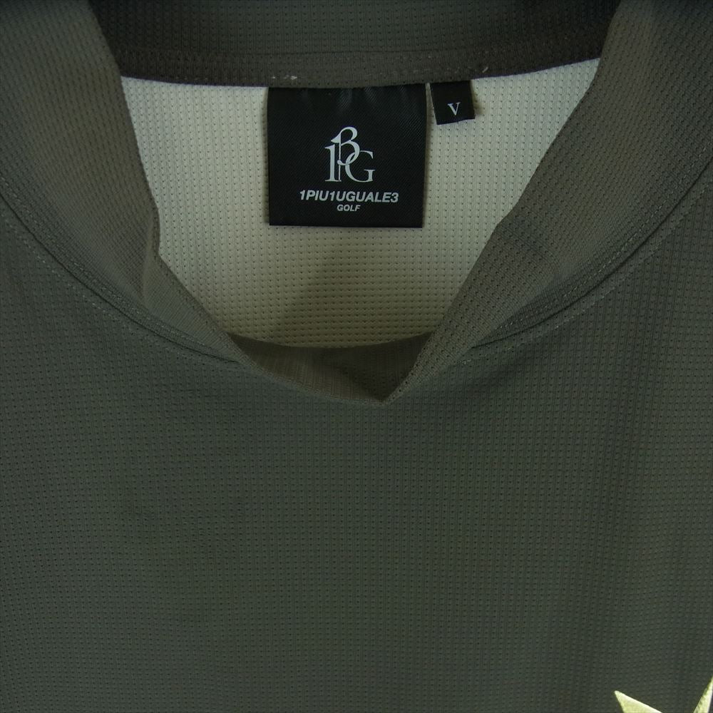 1piu1uguale3 ウノピュウノウグァーレトレ GRT087 POE328 GOLF ゴルフ MOCK NECK CRAZY 折り鶴ワッペン モックネック クレイジーパターン 半袖 カットソー Tシャツ マルチカラー系 オフホワイト系 グレイッシュカーキ系 5【中古】