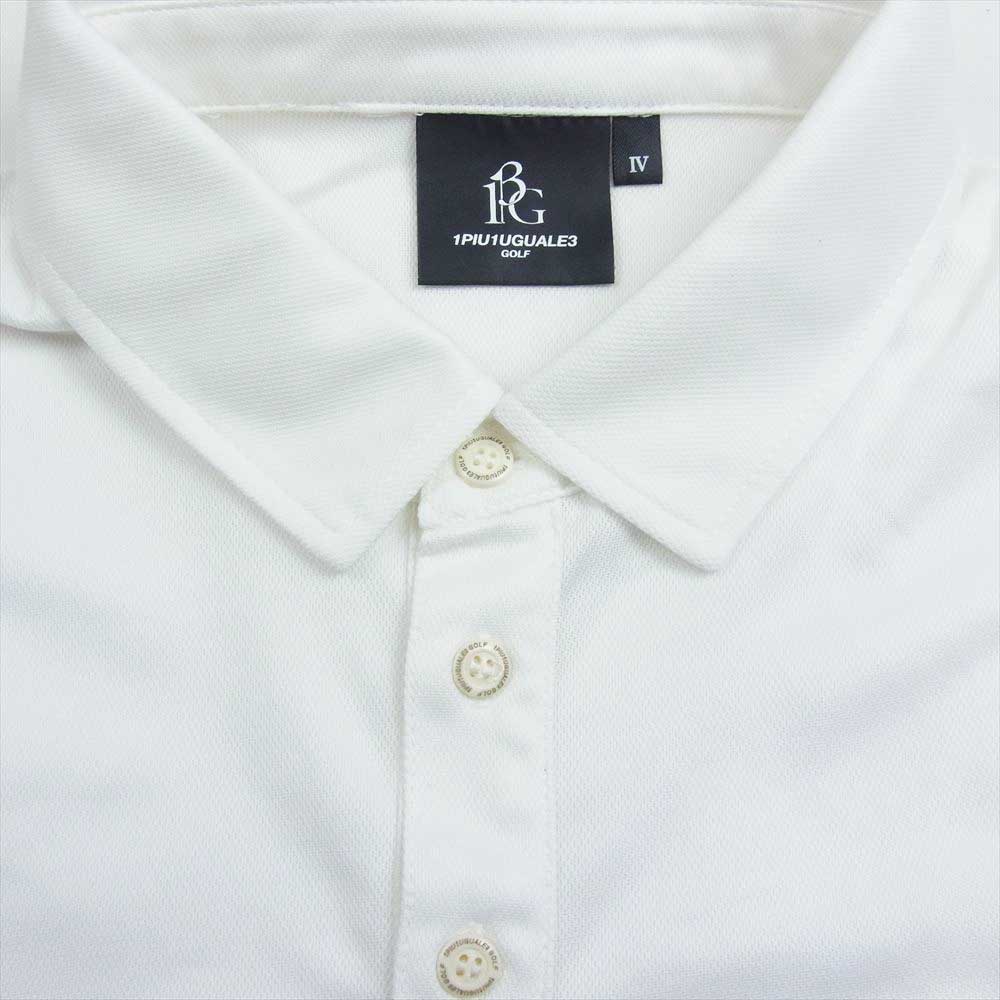 1piu1uguale3 ウノピュウノウグァーレトレ GRT061 POE241 GOLF ゴルフ SLEEVE CRANE S/S POLO 折り鶴 ロゴワッペン 袖ロゴ刺繍 半袖 ポロシャツ ホワイト系 4【中古】