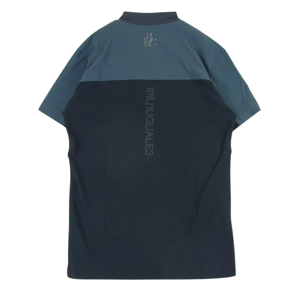 1piu1uguale3 ウノピュウノウグァーレトレ GRT093 POE334 GOLF ゴルフ CHEST SWITCHED S/S MOCK 折り鶴ロゴワッペン モックネック 半袖 カットソー Tシャツ マルチカラー系 グレー系 ダークグレー系 4 Ⅳ【中古】