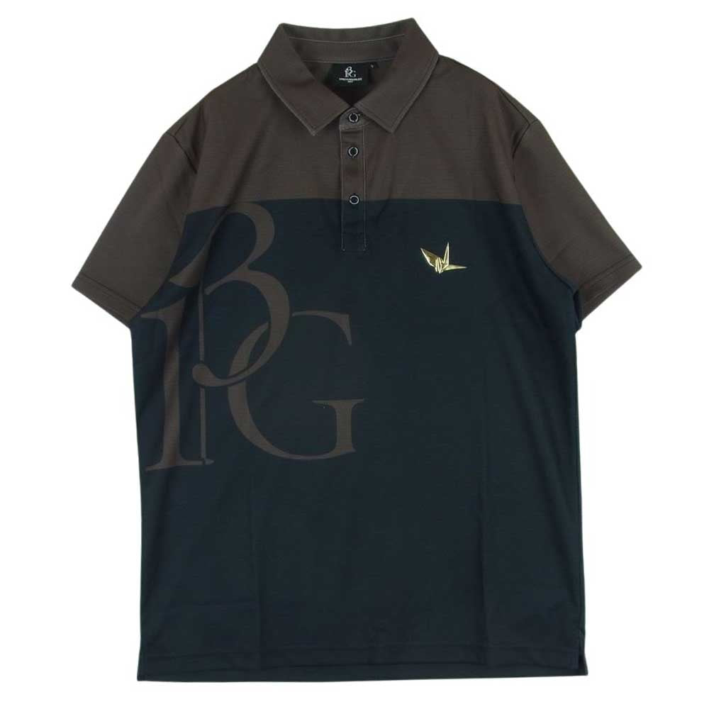 1piu1uguale3 ウノピュウノウグァーレトレ GRT078 POE319 113 GOLF ゴルフ S/S POLO 折り鶴ロゴワッペン 半袖 ポロシャツ ブラウン系 ブラック系 5 Ⅴ【中古】