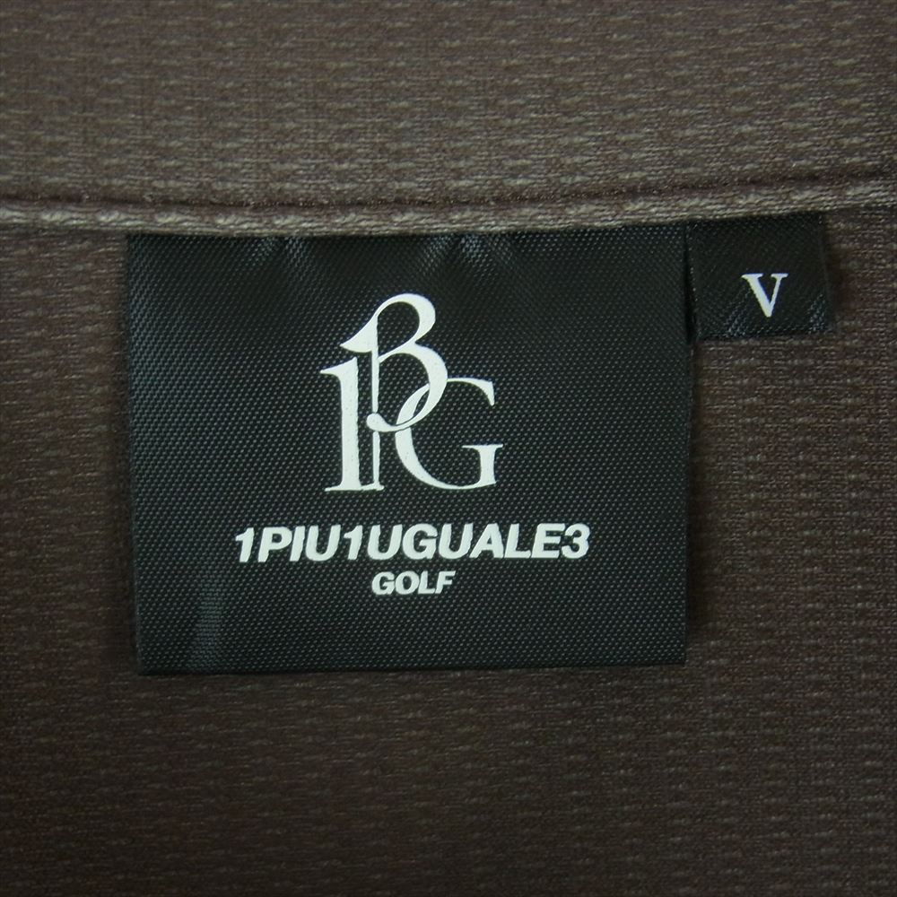 1piu1uguale3 ウノピュウノウグァーレトレ GRT078 POE319 113 GOLF ゴルフ S/S POLO 折り鶴ロゴワッペン 半袖 ポロシャツ ブラウン系 ブラック系 5 Ⅴ【中古】
