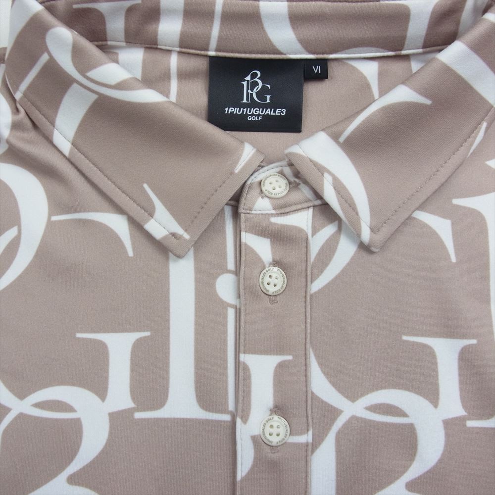 1piu1uguale3 ウノピュウノウグァーレトレ GRT135 POE356 GIANT LOGO 113G S/S POLO ジャイアントロゴ 折り鶴ワッペン 半袖 ポロシャツ ベージュ系 6【中古】