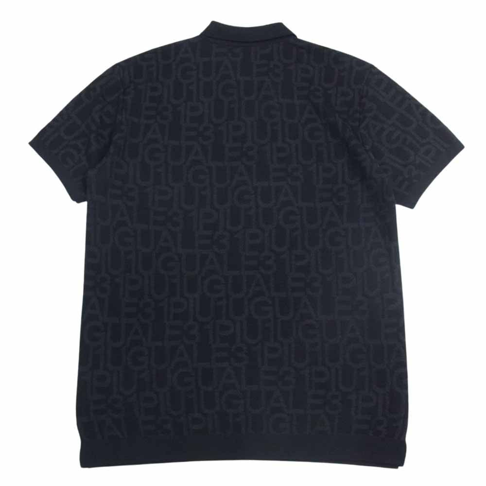 1piu1uguale3 ウノピュウノウグァーレトレ GRK049 POE427 113 GOLF ゴルフ S/S KNIT POLO ロゴ総柄 ニットポロ 半袖 ポロシャツ ブラック系 4【中古】