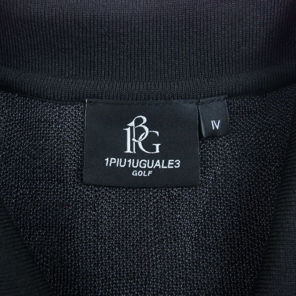 1piu1uguale3 ウノピュウノウグァーレトレ GRK049 POE427 113 GOLF ゴルフ S/S KNIT POLO ロゴ総柄 ニットポロ 半袖 ポロシャツ ブラック系 4【中古】
